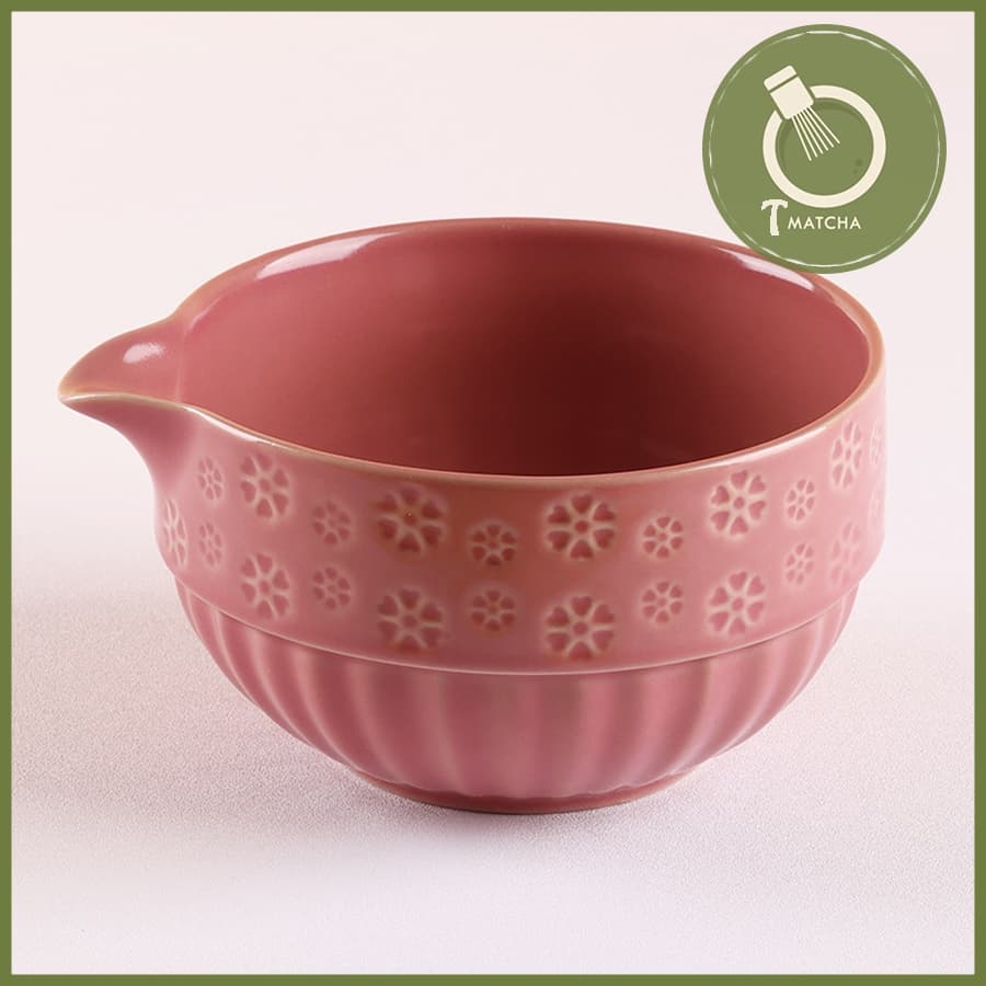Chawan, chén sứ đánh matcha hồng hoa (JJ-17) | Matcha bowl