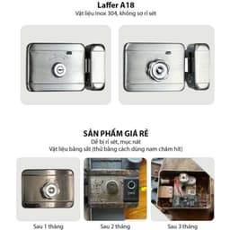 Khoá cổng vân tay Laffer A18, chống nước IP68, siêu nhạy, lưu trữ 100 vân tay, inox 304, bảo hành 24 tháng. 2