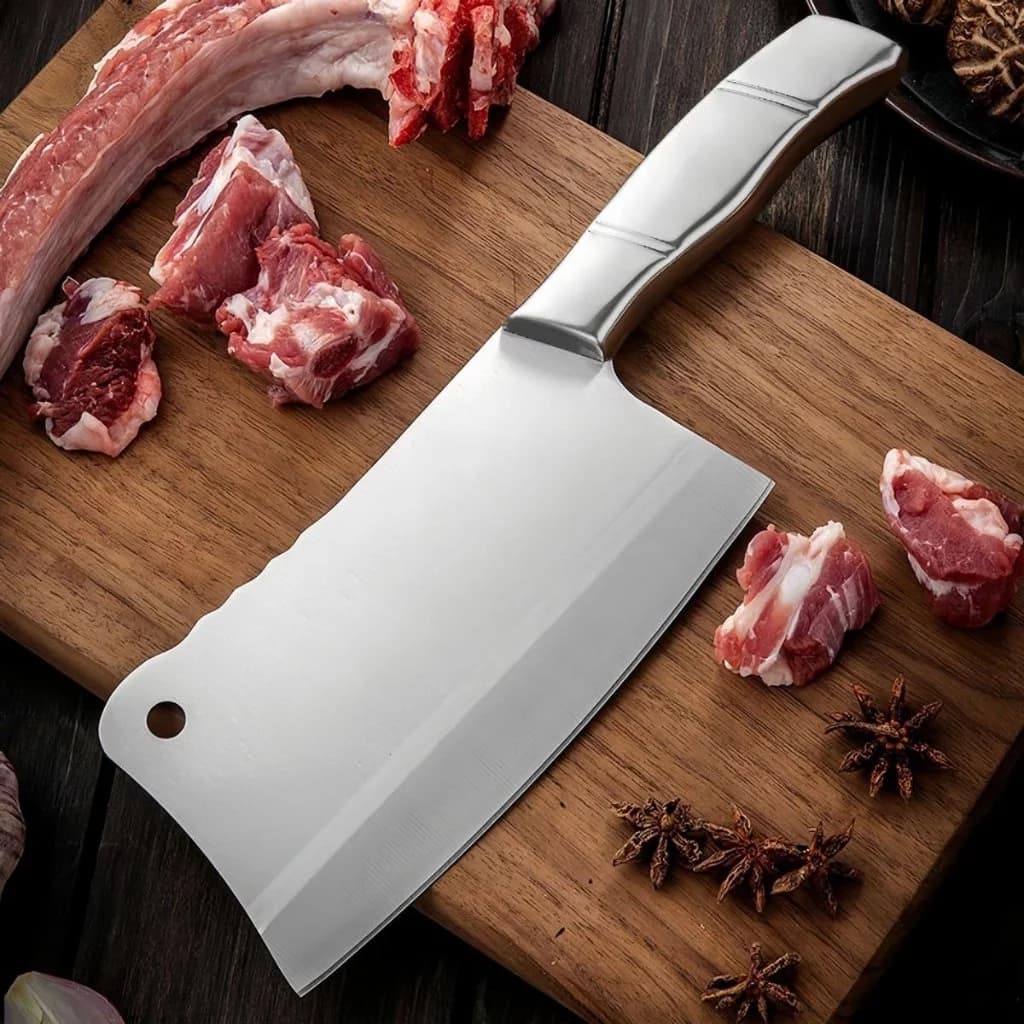 DAO CHẶT XƯƠNG JAPAN ASAKH 999 INOX NGUYÊN KHỐI CAO CẤP, DAO CHẶT THÉP KHÔNG GỈ