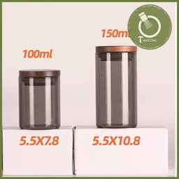 Hũ thủy tinh nắp gỗ đựng bột matcha (có gioăng cao su) 2