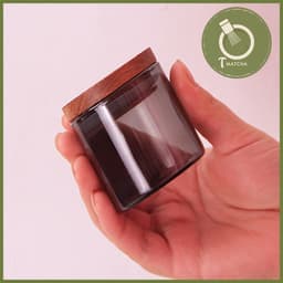 Hũ thủy tinh nắp gỗ đựng bột matcha (có gioăng cao su) 4