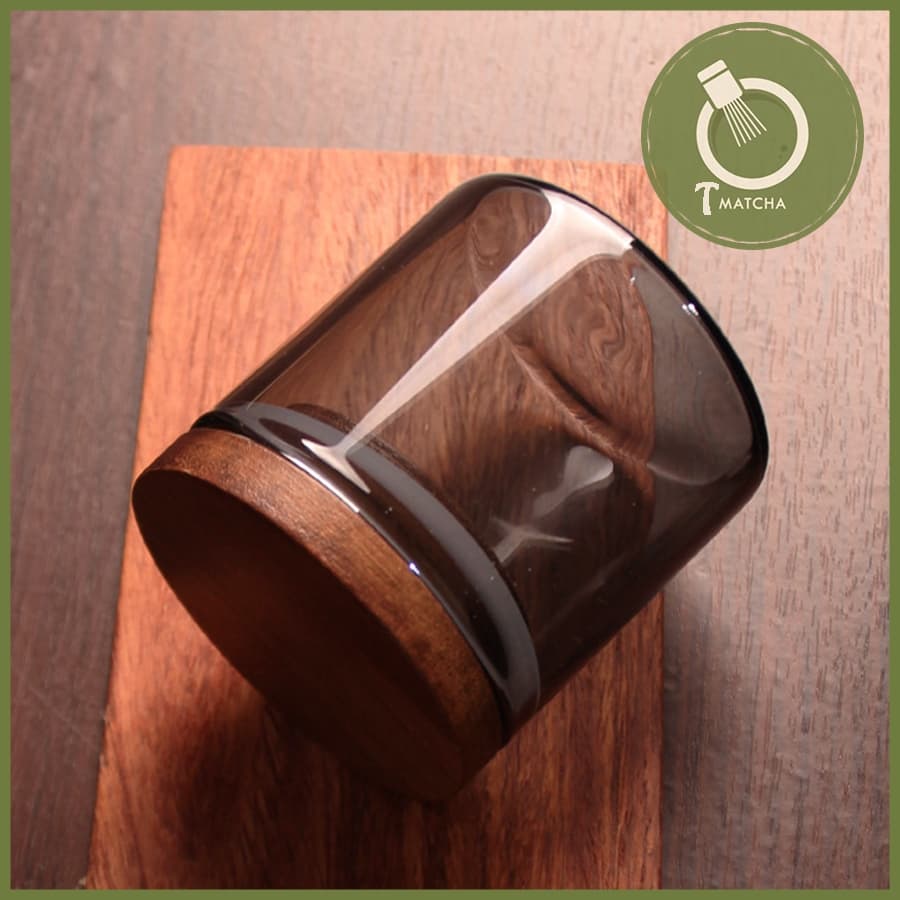 Hũ thủy tinh nắp gỗ đựng bột matcha (có gioăng cao su)
