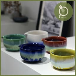 Chawan, Chén sứ đánh matcha men hỏa biến xanh (JJ-16) | Matcha bowl 2
