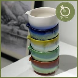 Chawan, Chén sứ đánh matcha men hỏa biến xanh (JJ-16) | Matcha bowl 3