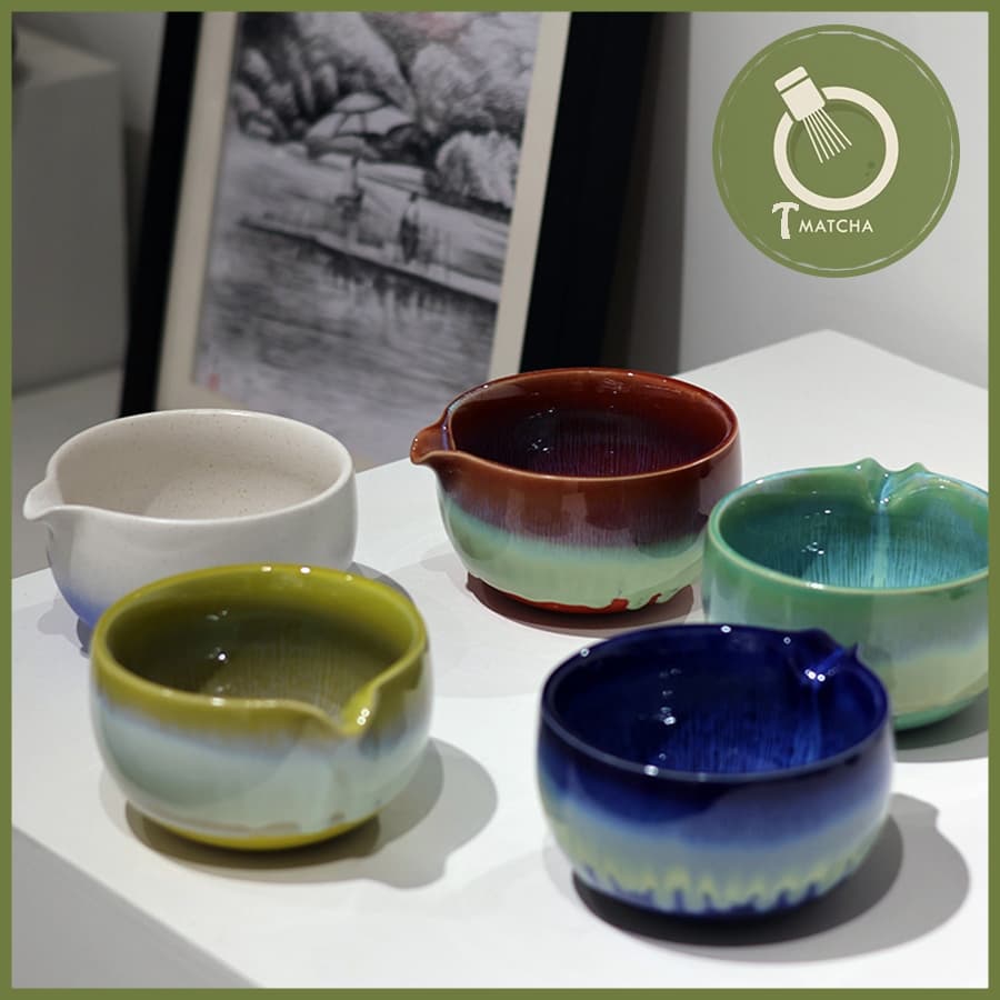 Chawan, Chén sứ đánh matcha men hỏa biến xanh (JJ-16) | Matcha bowl