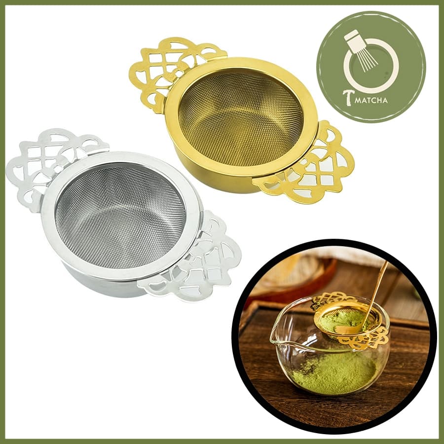 Rây lọc bột matcha inox 2 tai (kèm cốc giá đỡ)