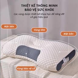 Gối Ngủ Chống Đau Cổ Vai Gáy Dệt Kim Lõi Bông Xơ Cao Cấp [ Hàng Nhập Khẩu ] 4