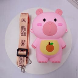 [Mới] Túi xách đeo chéo silicon hình gấu brown thời trang dễ thương bé trai gái đựng lì xì, túi tỏi 5