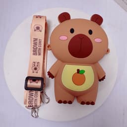 [Mới] Túi xách đeo chéo silicon hình gấu brown thời trang dễ thương bé trai gái đựng lì xì, túi tỏi 6