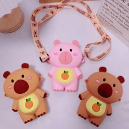 [Mới] Túi xách đeo chéo silicon hình gấu brown thời trang dễ thương bé trai gái đựng lì xì, túi tỏi 9
