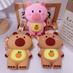 [Mới] Túi xách đeo chéo silicon hình gấu brown thời trang dễ thương bé trai gái đựng lì xì, túi tỏi 8