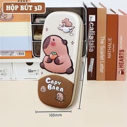 Hộp bút 3D trẻ em, hộp đựng bút cho học sinh cỡ lớn hình chuột lang capybara in nổi dễ thương 2