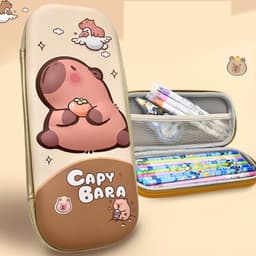 Hộp bút 3D trẻ em, hộp đựng bút cho học sinh cỡ lớn hình chuột lang capybara in nổi dễ thương 9