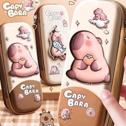 Hộp bút 3D trẻ em, hộp đựng bút cho học sinh cỡ lớn hình chuột lang capybara in nổi dễ thương 6