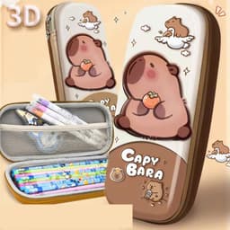Hộp bút 3D trẻ em, hộp đựng bút cho học sinh cỡ lớn hình chuột lang capybara in nổi dễ thương 7