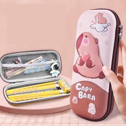 Hộp bút 3D trẻ em, hộp đựng bút cho học sinh cỡ lớn hình chuột lang capybara in nổi dễ thương 8