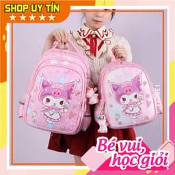 Ba lô bé gái siêu nhẹ hình kuromi chống thấm nước cho học sinh mẫu giáo cấp 1 tiểu học 1