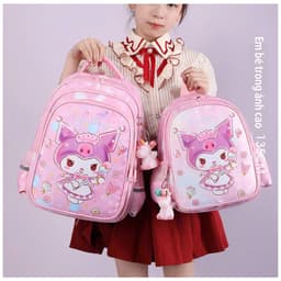 Ba lô bé gái siêu nhẹ hình kuromi chống thấm nước cho học sinh mẫu giáo cấp 1 tiểu học 2