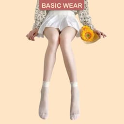 Set 3 Đôi Tất Nữ Siêu Mỏng Thoáng Khí Tất Ren Phối Lưới Cổ Bèo Tiểu Thư Màu Trắng Kem TT69 9