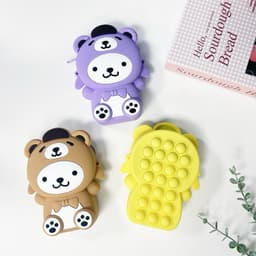 [Mới] Túi xách đeo chéo silicon hình gấu thời trang dễ thương, có bong bóng pop-it, đựng tỏi 2