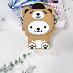 [Mới] Túi xách đeo chéo silicon hình gấu thời trang dễ thương, có bong bóng pop-it, đựng tỏi 4