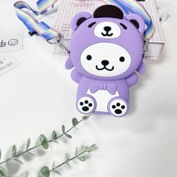 [Mới] Túi xách đeo chéo silicon hình gấu thời trang dễ thương, có bong bóng pop-it, đựng tỏi 6