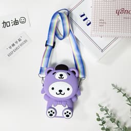 [Mới] Túi xách đeo chéo silicon hình gấu thời trang dễ thương, có bong bóng pop-it, đựng tỏi 8