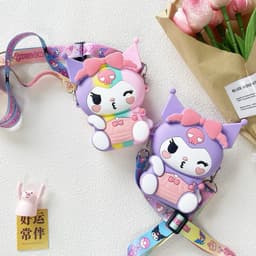 [Mới] Túi xách đeo chéo silicon hình kuromi nheo mắt thời trang dễ thương, 4