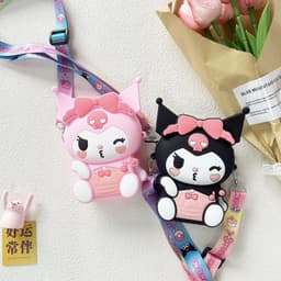 [Mới] Túi xách đeo chéo silicon hình kuromi nheo mắt thời trang dễ thương, 3