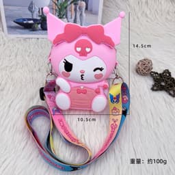 [Mới] Túi xách đeo chéo silicon hình kuromi nheo mắt thời trang dễ thương, 7