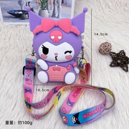 [Mới] Túi xách đeo chéo silicon hình kuromi nheo mắt thời trang dễ thương, 8