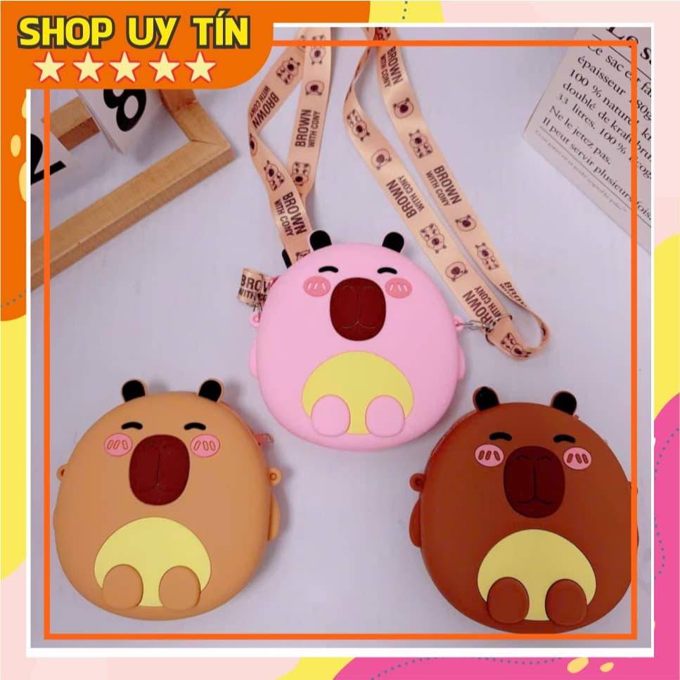 [Mới] Túi xách đeo chéo silicon hình chuột lang capybara thời trang dễ thương