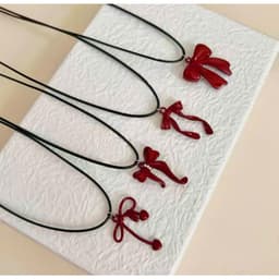[Sẵn] Vòng Cổ Dây Chuyền Mặt Nơ Đỏ - Phụ Kiện Trang Sức Dây Chuyền Unisex | Ocean Charm 3