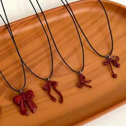 [Sẵn] Vòng Cổ Dây Chuyền Mặt Nơ Đỏ - Phụ Kiện Trang Sức Dây Chuyền Unisex | Ocean Charm 2