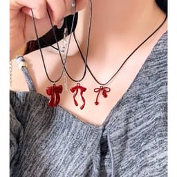 [Sẵn] Vòng Cổ Dây Chuyền Mặt Nơ Đỏ - Phụ Kiện Trang Sức Dây Chuyền Unisex | Ocean Charm 5
