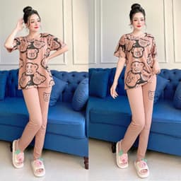 Đồ Bộ Nữ Bigsize LIMO Quần Dài Caro Hoa Cúc Thun Cotton Co Giãn Mặc Nhà Đi Chơi Dễ Thương 43-85kg DB10 5
