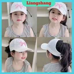 Nón Kết Thêu Nơ Nữa Đầu Cho Bé Gái 2-10 Tuổi - Mũ lưỡi trai trẻ em hình nơ thêu dễ thương, phong cách Hàn Quốc 1
