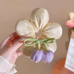 Dây buộc tóc hoa Tulip PHAO - Scrunchie hoa Đuôi Ngựa, phụ kiện tóc nữ cực hot 5