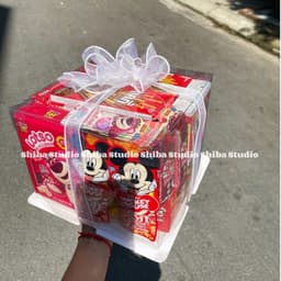 hộp quà full đỏ size M 22x22x18cm 6