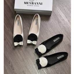 [Chân Gầy Lùi 1 Size] Giày Búp Bê Nữ MEYBANNI Phối Hoa và Nơ Xinh Đế Mềm Êm, Dễ Phối Đồ - C727 1