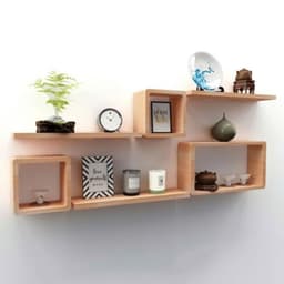 Kệ treo tường bằng gỗ combo như hình 6 món 2 ô vuông ,1 ô hình chữ nhật giá rẻ tại xưởng e 2