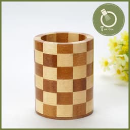 Hộp gỗ tre caro đựng dụng cụ pha matcha 2