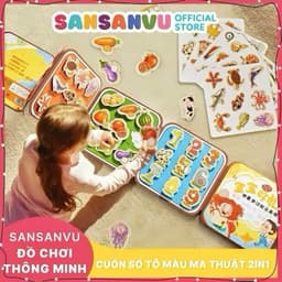 Đồ chơi tranh tô màu nước ma thuật kèm học liệu bóc dán nhiều chủ đề cho bé bộ tập vẽ tranh màu nước trẻ em 2