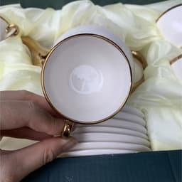 Bộ Ấm Chén Viền Vàng Ceramics Sang Trọng Cao Cấp Lịch Sự M65 2