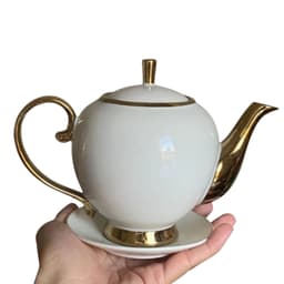 Bộ Ấm Chén Viền Vàng Ceramics Sang Trọng Cao Cấp Lịch Sự M65 3