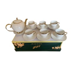 Bộ Ấm Chén Viền Vàng Ceramics Sang Trọng Cao Cấp Lịch Sự M65 1