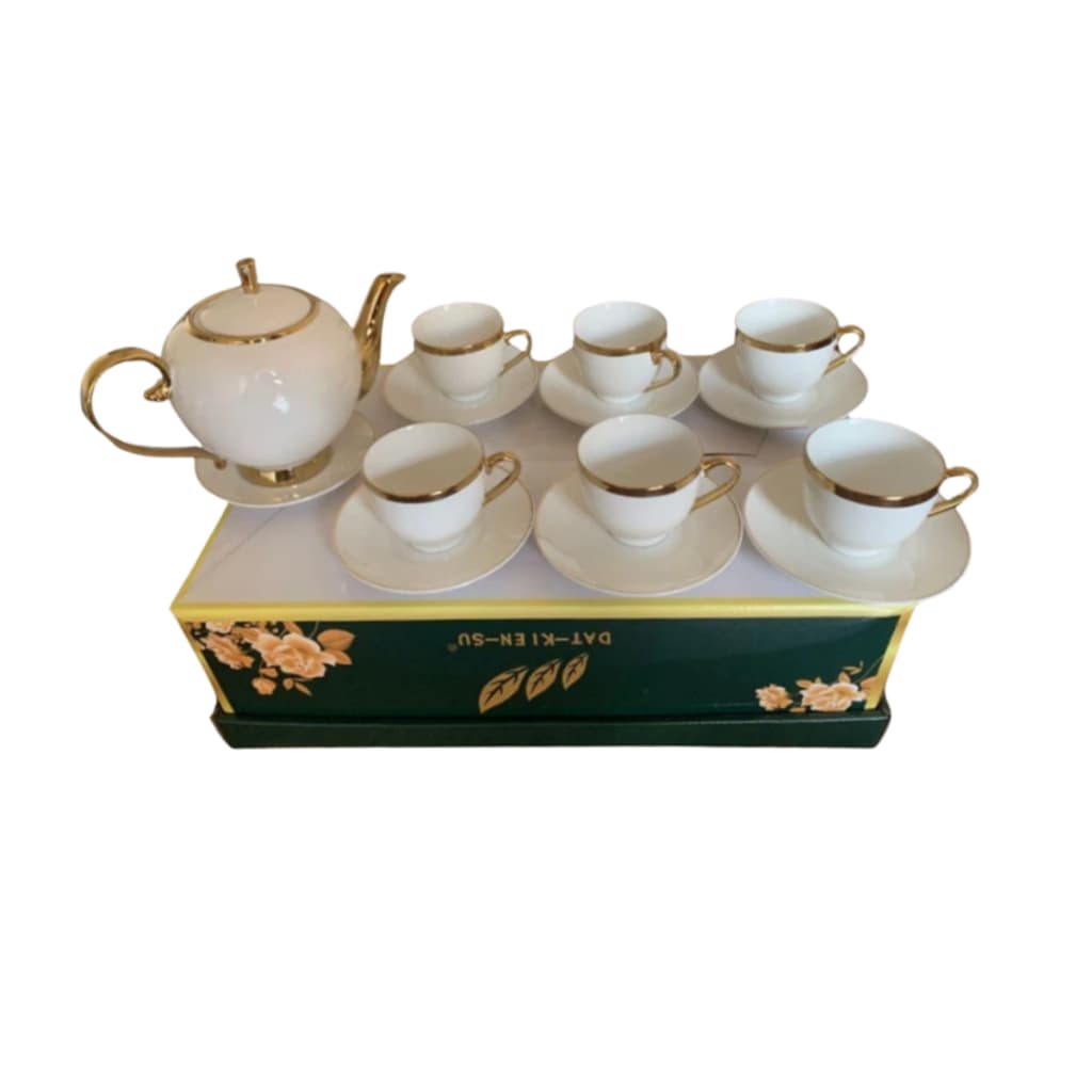Bộ Ấm Chén Viền Vàng Ceramics Sang Trọng Cao Cấp Lịch Sự M65