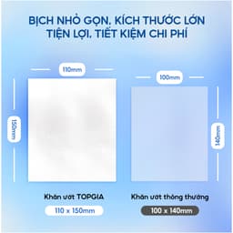 [NHỎ GỌN, TINH TẾ] Khăn ướt mini cao cấp TOPGIA túi 10 gói 8 tờ mềm mại, không mùi không parabens 3