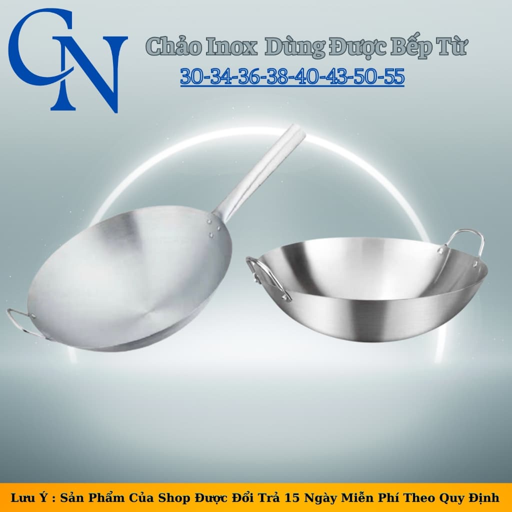 Chảo Inox Sâu Lòng Chiên Xào-Chảo Inox Dùng Cho Gia Đình Nhà Hàng Cao Cấp