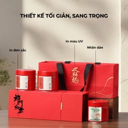 Bộ hộp trà thiếc chữ nhật 3 lon trụ tròn kèm túi đựng trà sang trọng – HVL TEA 5